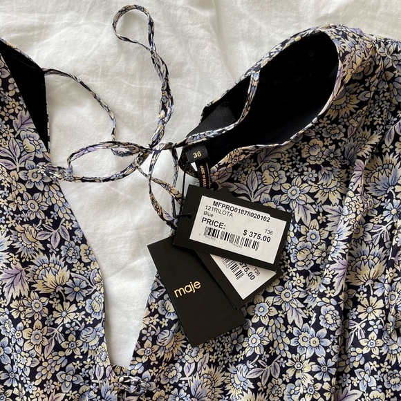 maje floral cotton voile smock dress new size36 - Picture 3 of 4